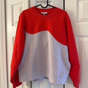 Ganni Two-Tone Red and Gray Sweatshirt